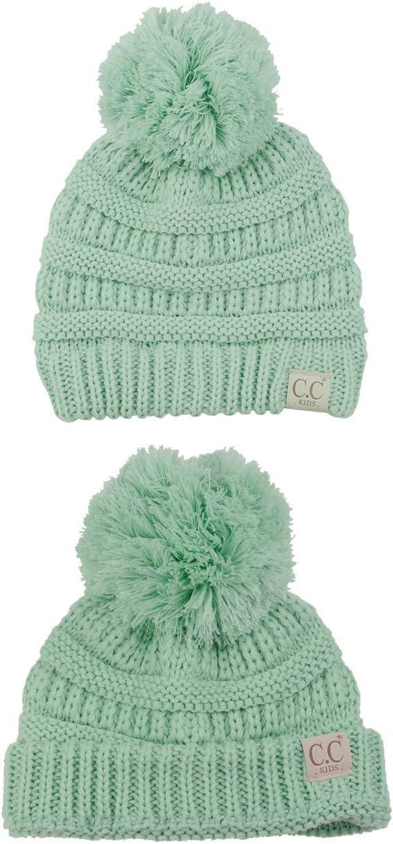 imageCC Kids Cute Warm and Comfy Pom Pom Childrens Knit Ski Beanie HatMint
