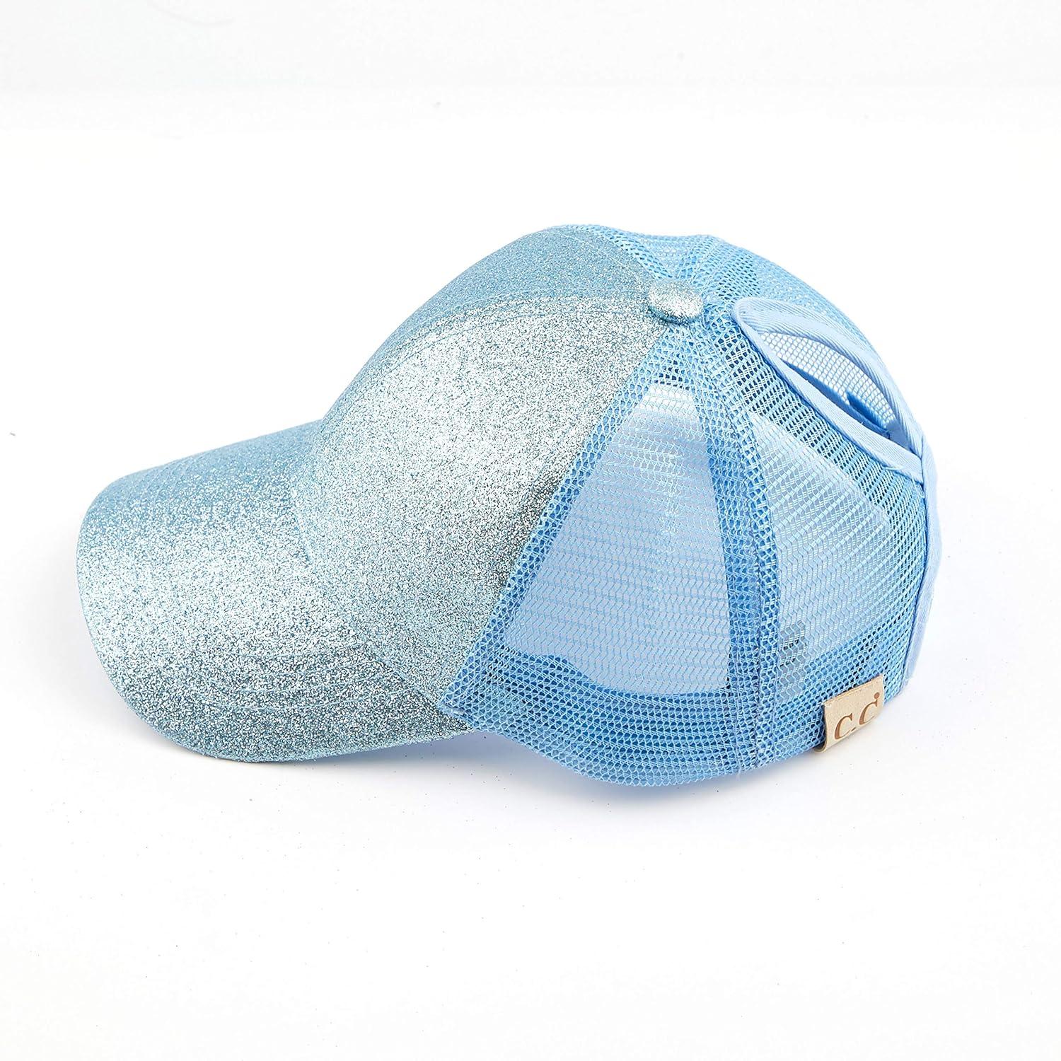 imageCC Kids Ponytail Caps Messy Buns Trucker Plain Baseball Cap BT6KIDSLt Blue