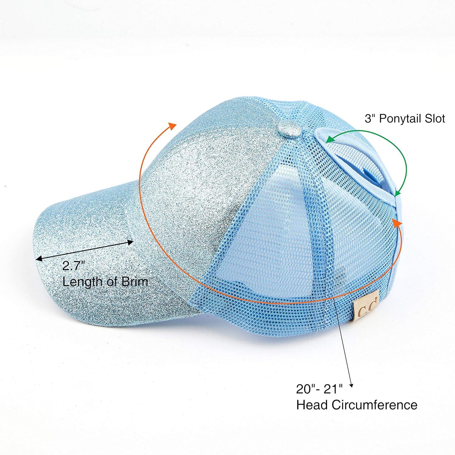 imageCC Kids Ponytail Caps Messy Buns Trucker Plain Baseball Cap BT6KIDSLt Blue