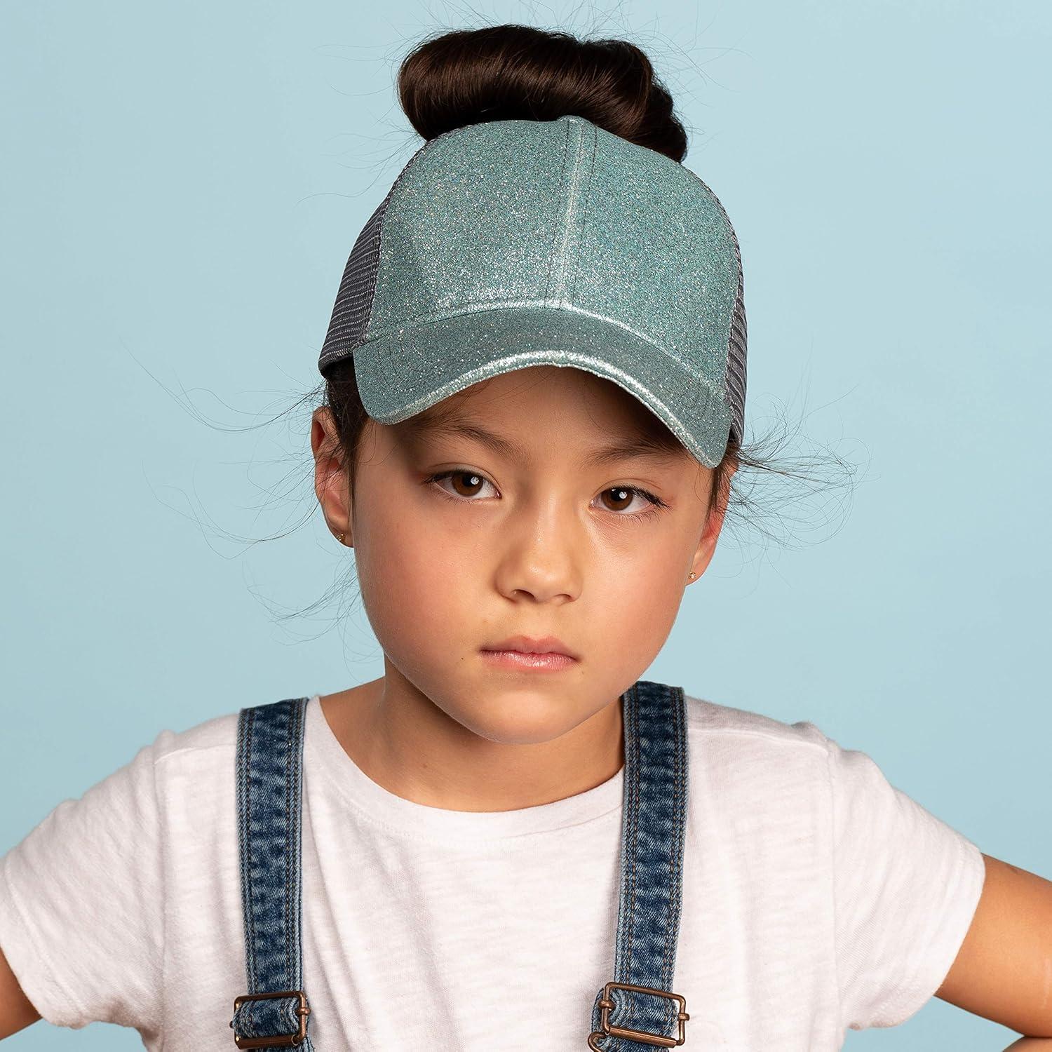 imageCC Kids Ponytail Caps Messy Buns Trucker Plain Baseball Cap BT6KIDSMint