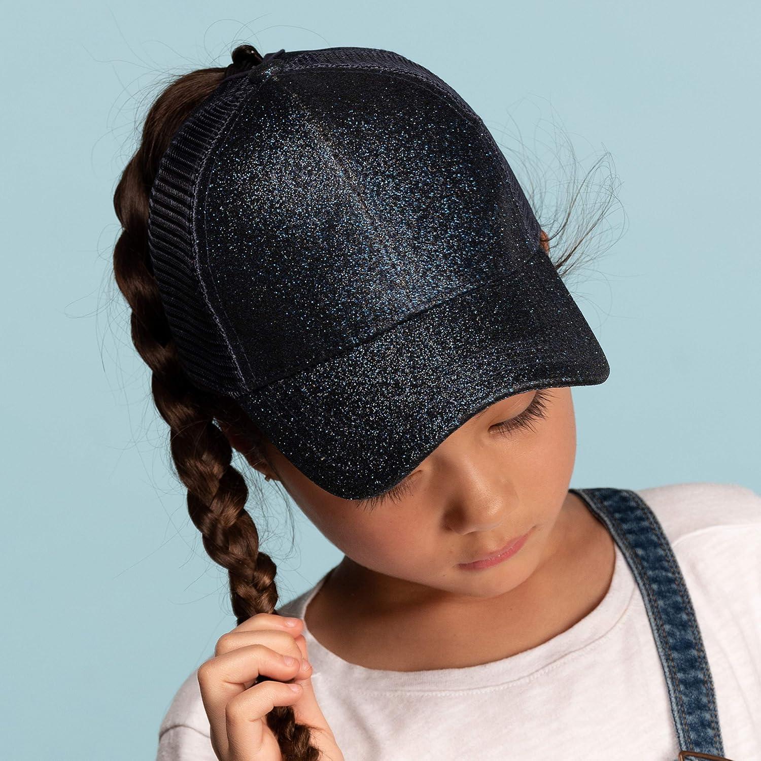 imageCC Kids Ponytail Caps Messy Buns Trucker Plain Baseball Cap BT6KIDSNavy