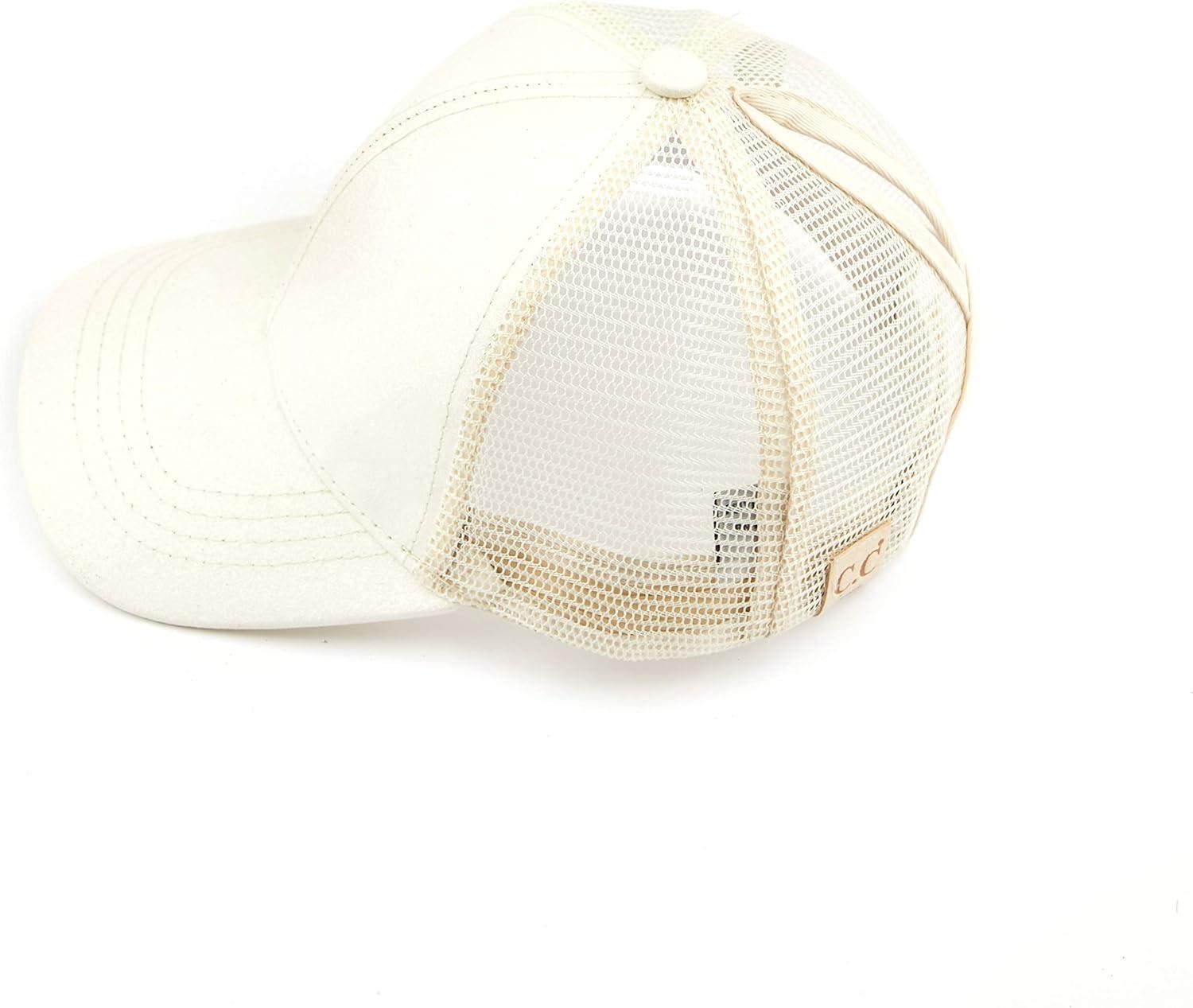imageCC Kids Ponytail Caps Messy Buns Trucker Plain Baseball Cap BT6KIDSWhite