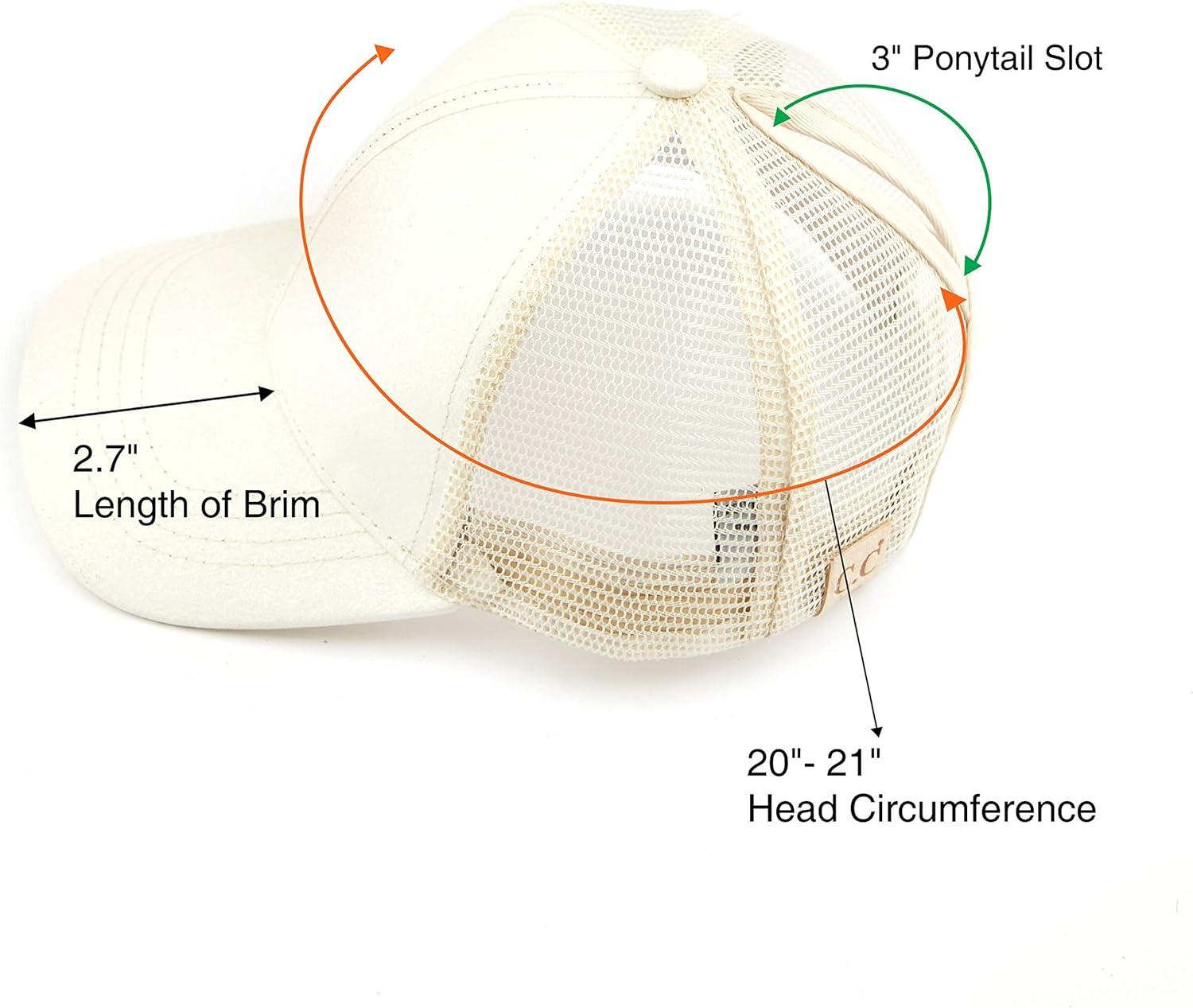 imageCC Kids Ponytail Caps Messy Buns Trucker Plain Baseball Cap BT6KIDSWhite