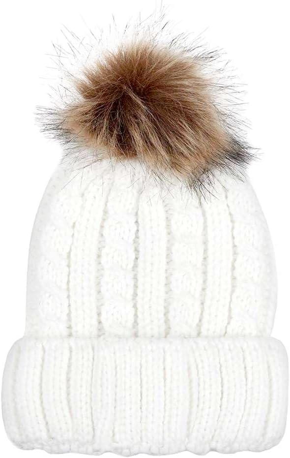 imageCC Kids Suede Patch Snuggly Soft Warm Knit Pom Cuff BeanieCable Knit Faux Fur  Ivory