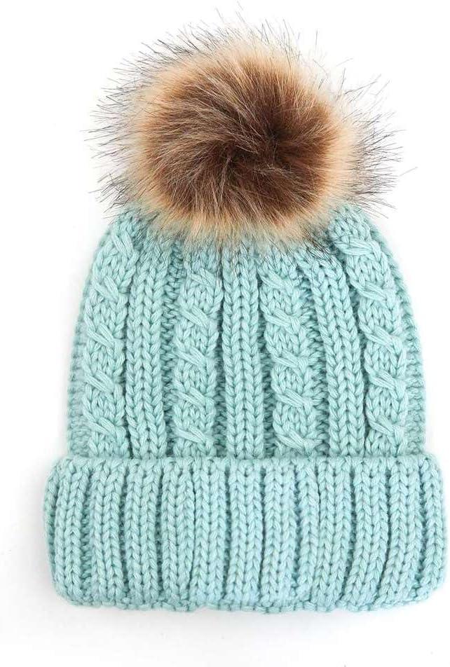 imageCC Kids Suede Patch Snuggly Soft Warm Knit Pom Cuff BeanieCable Knit Faux Fur  Mint