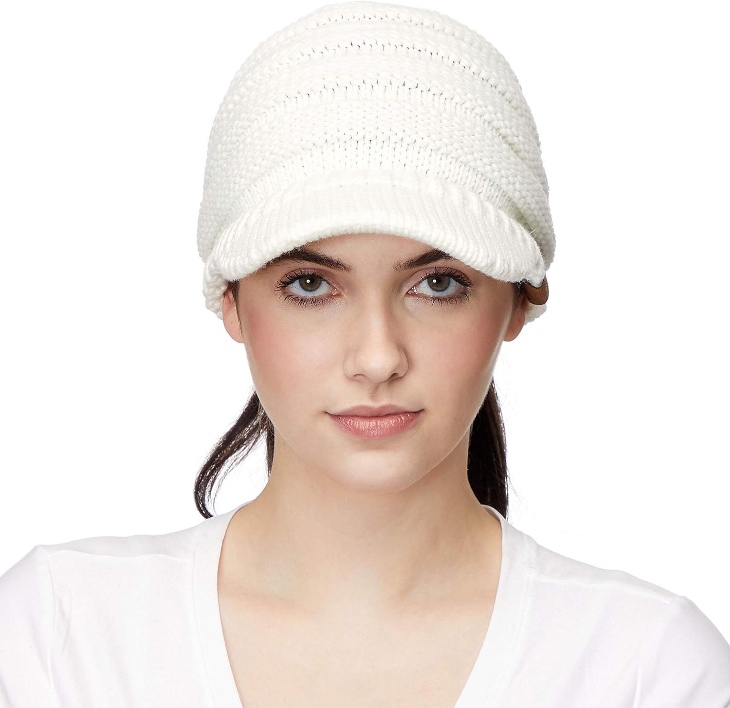 imageCC Messy Bun Ponytail Visor Brim Beanie Hat MB131 Ivory