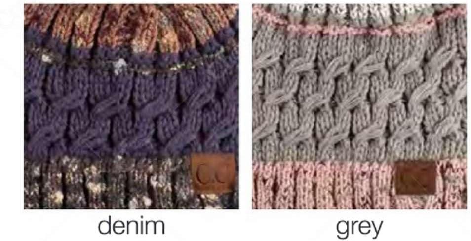 imageCC Multi Blend Pom Soft Fuzzy Lined Thick Knit Cuff Beanie HatDenim Gray