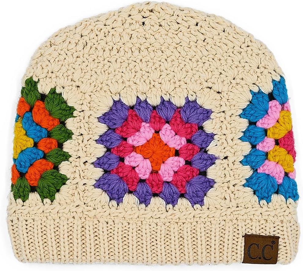 imageCC Multi Color Crochet Beanie ampamp Headwrap for Women Unisex  Stretchable Soft Warm Knit Winter Skully HatBeige