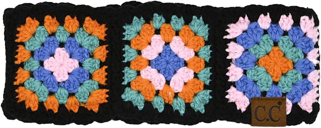 imageCC Multi Color Crochet Beanie ampamp Headwrap for Women Unisex  Stretchable Soft Warm Knit Winter Skully HatBlack