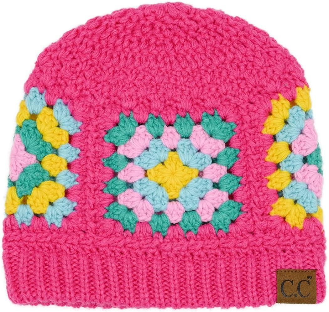 imageCC Multi Color Crochet Beanie ampamp Headwrap for Women Unisex  Stretchable Soft Warm Knit Winter Skully HatFuchsia