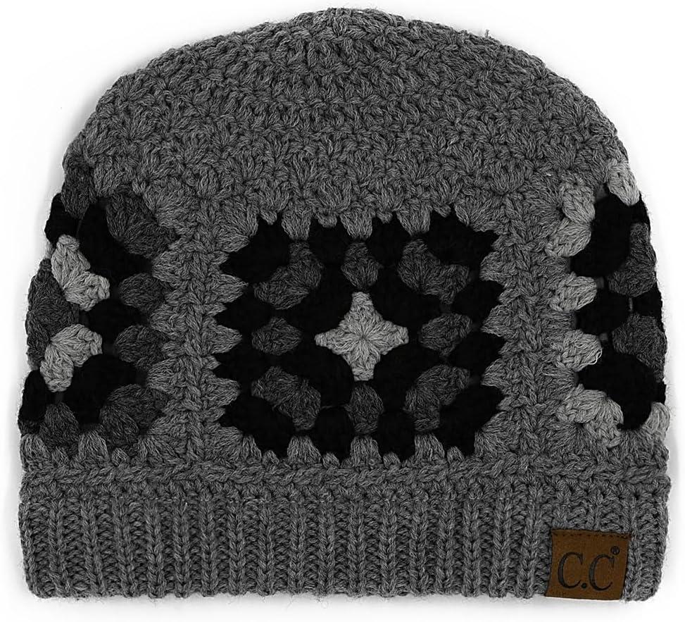 imageCC Multi Color Crochet Beanie ampamp Headwrap for Women Unisex  Stretchable Soft Warm Knit Winter Skully HatGrey