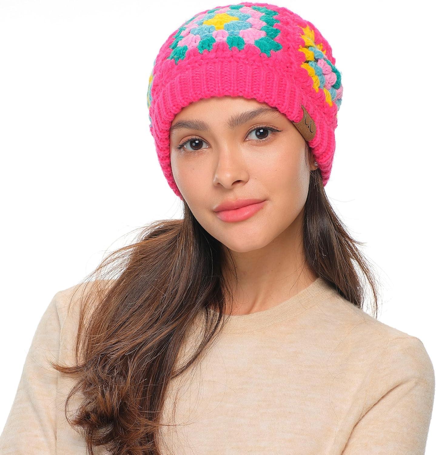 imageCC Multi Color Crochet Beanie ampamp Headwrap for Women Unisex  Stretchable Soft Warm Knit Winter Skully HatMustard