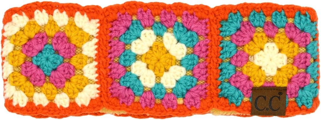 imageCC Multi Color Crochet Beanie ampamp Headwrap for Women Unisex  Stretchable Soft Warm Knit Winter Skully HatOrange