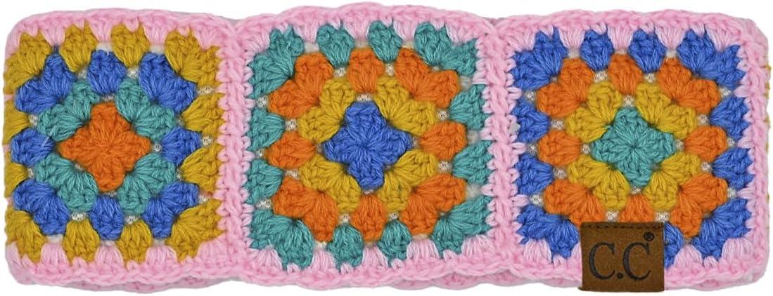 imageCC Multi Color Crochet Beanie ampamp Headwrap for Women Unisex  Stretchable Soft Warm Knit Winter Skully HatPale Pink