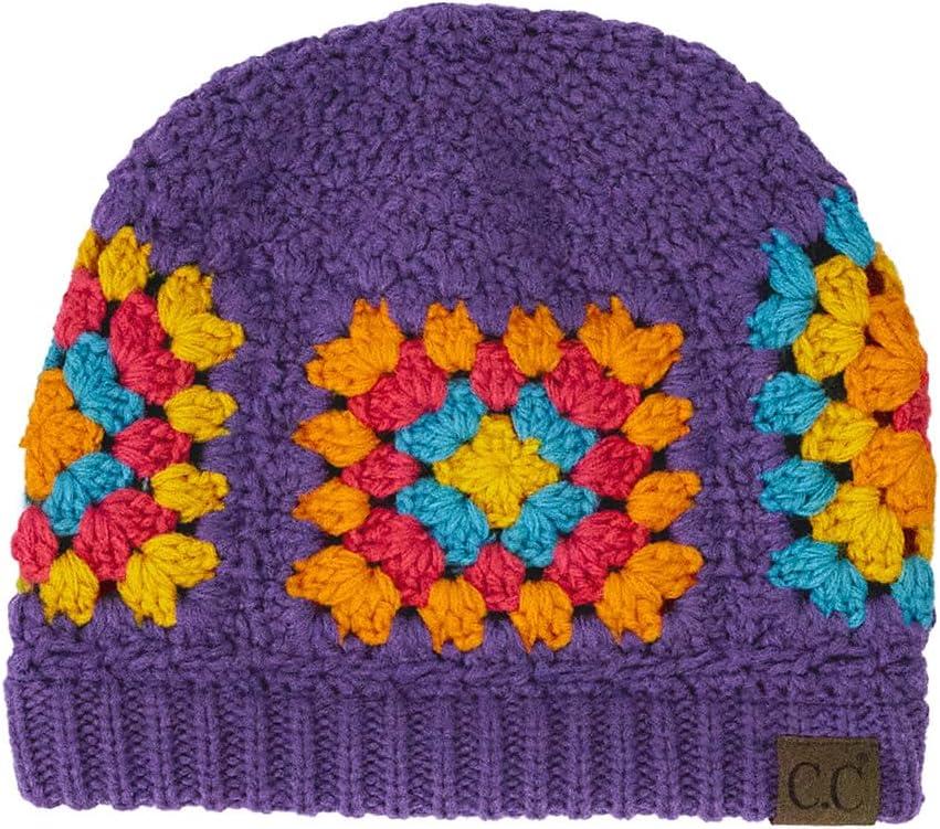imageCC Multi Color Crochet Beanie ampamp Headwrap for Women Unisex  Stretchable Soft Warm Knit Winter Skully HatPurple