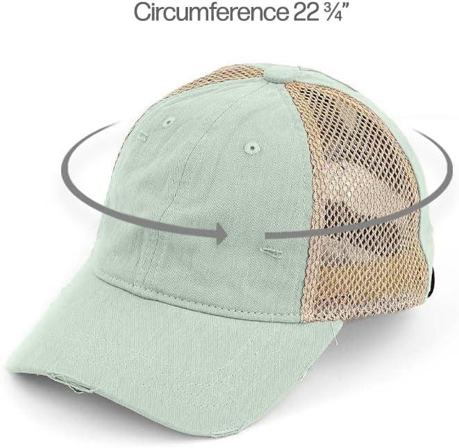 imageCC Pony Cap for WomenDistressed Semi Side Mesh Lt Sage
