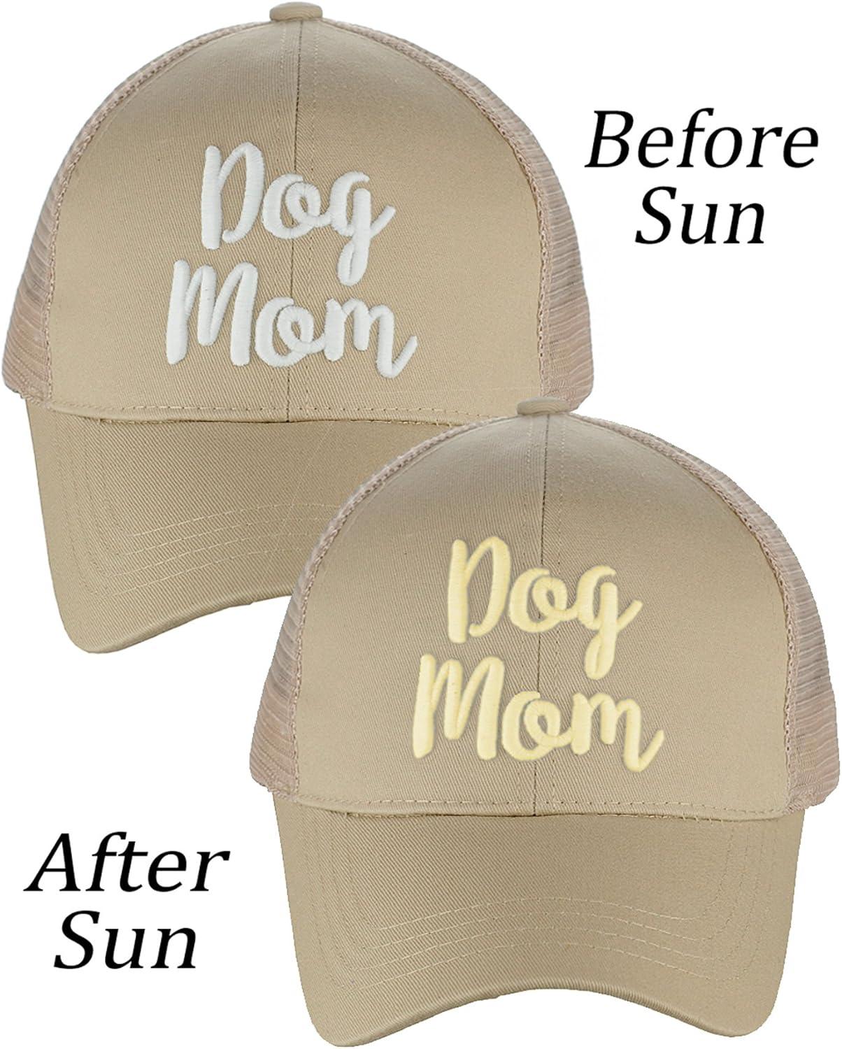 imageCC Ponycap Color Changing 3D Embroidered Quote Adjustable Trucker Baseball CapDog Mom  Khaki