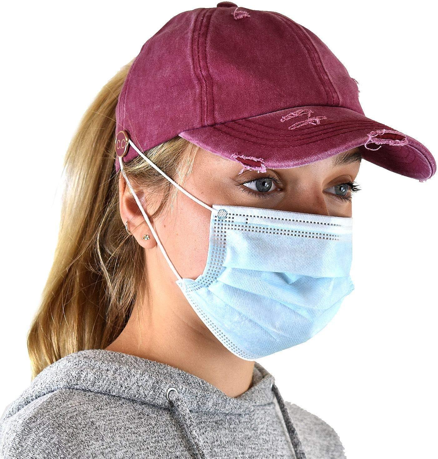 imageCC Ponycap Criss Cross Messy Bun Side Button for Mask Adjustable Baseball CapBerry
