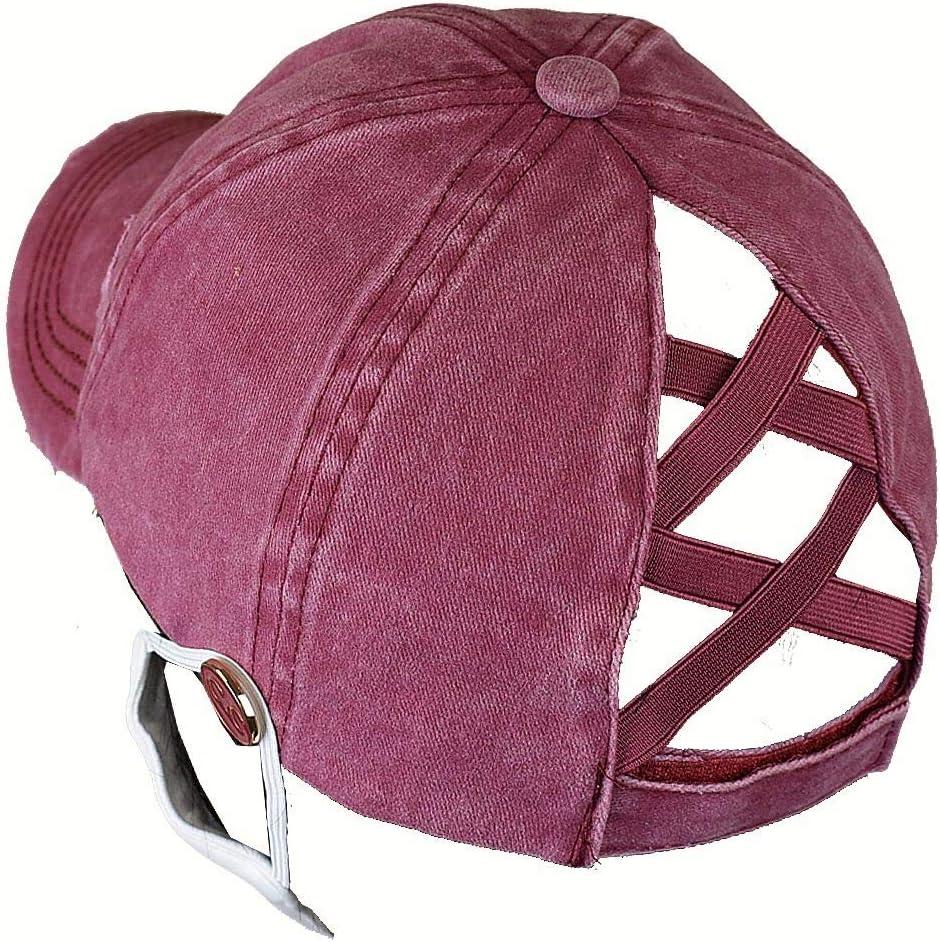 imageCC Ponycap Criss Cross Messy Bun Side Button for Mask Adjustable Baseball CapBerry