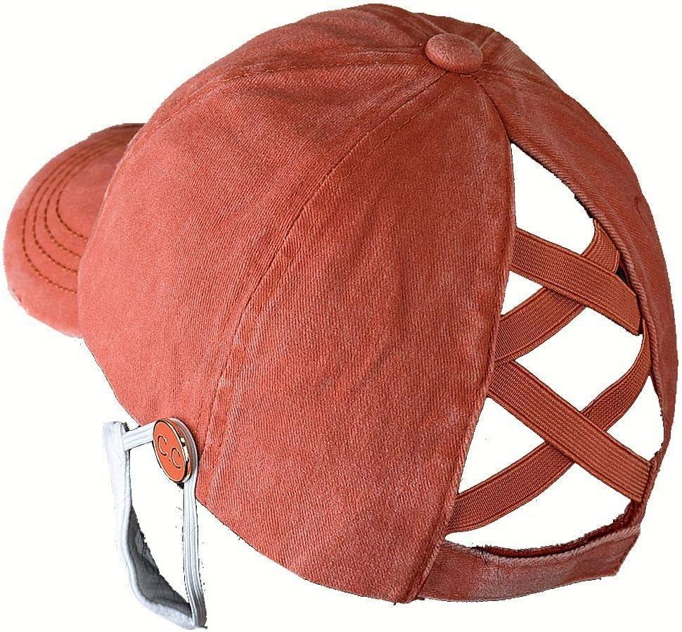 imageCC Ponycap Criss Cross Messy Bun Side Button for Mask Adjustable Baseball CapBurnt Orange