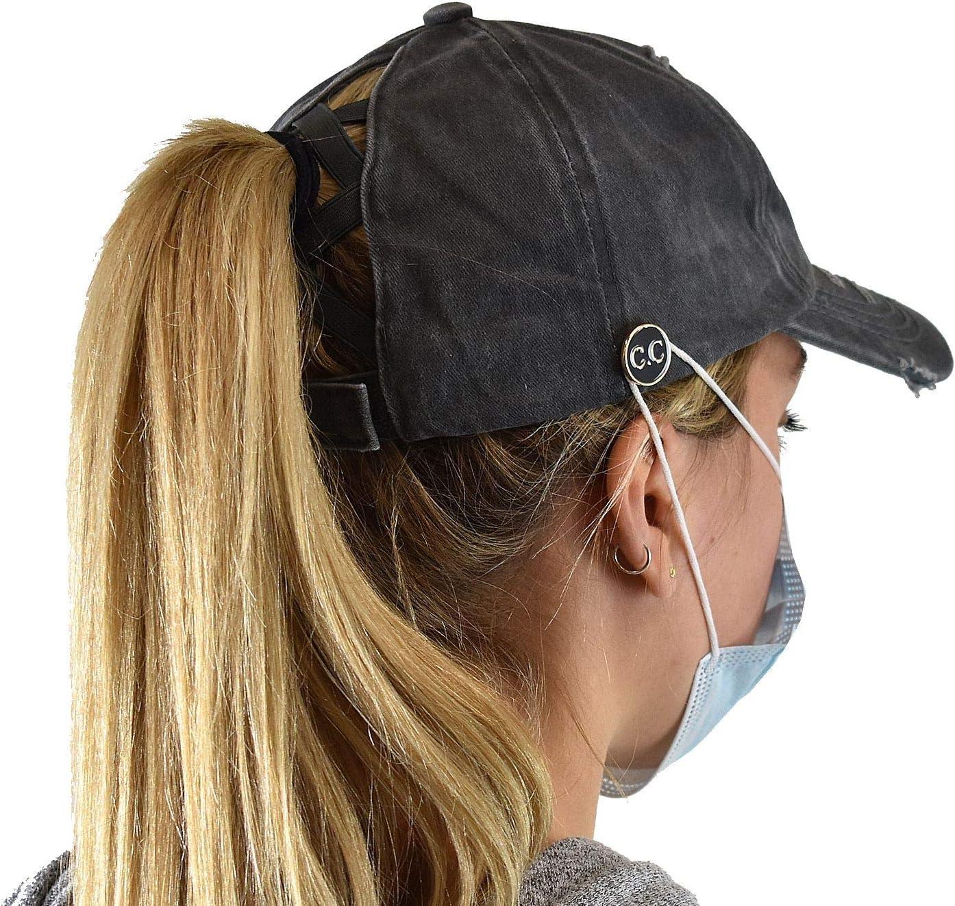 imageCC Ponycap Criss Cross Messy Bun Side Button for Mask Adjustable Baseball CapCharcoal