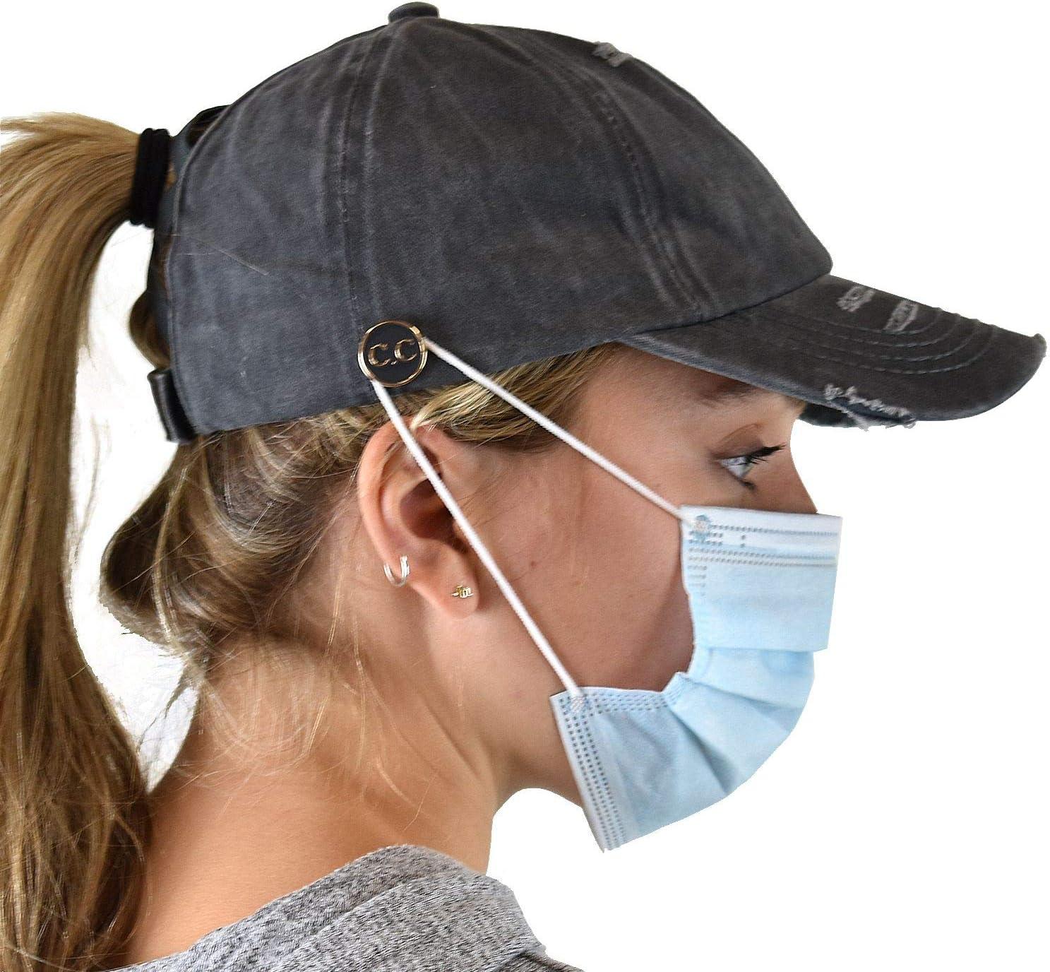 imageCC Ponycap Criss Cross Messy Bun Side Button for Mask Adjustable Baseball CapCharcoal