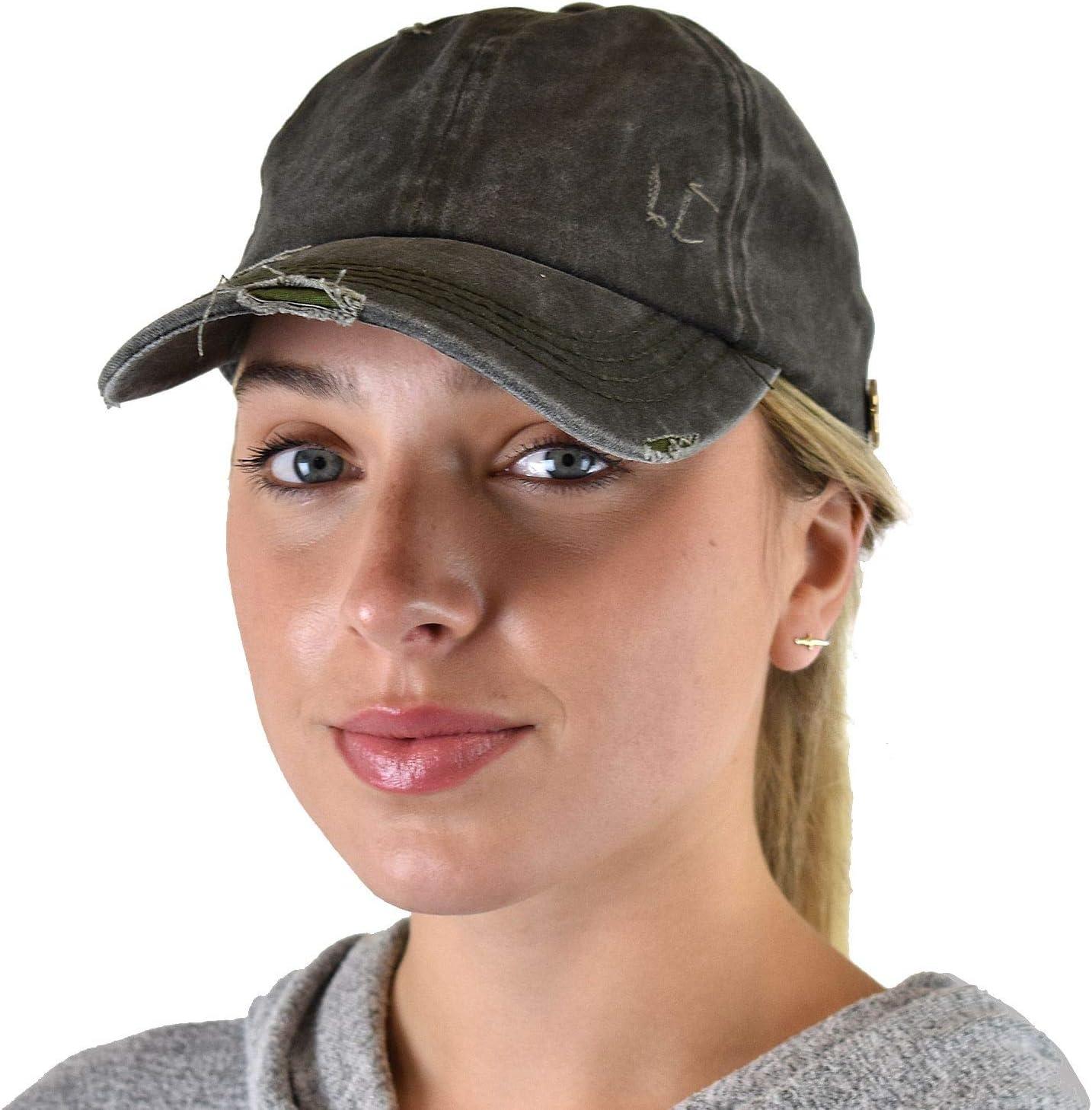 imageCC Ponycap Criss Cross Messy Bun Side Button for Mask Adjustable Baseball CapDark Olive