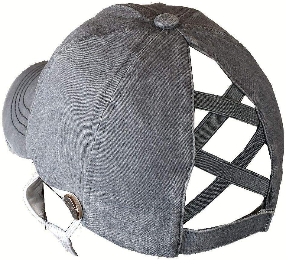 imageCC Ponycap Criss Cross Messy Bun Side Button for Mask Adjustable Baseball CapGray