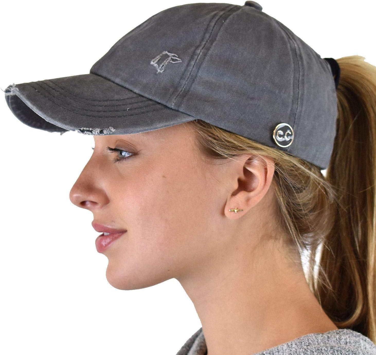 imageCC Ponycap Criss Cross Messy Bun Side Button for Mask Adjustable Baseball CapGray