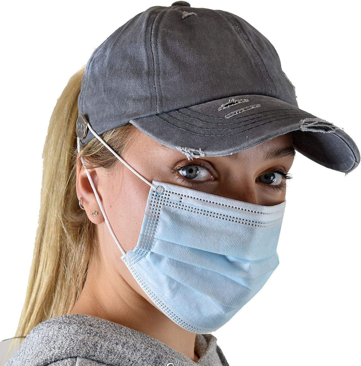 imageCC Ponycap Criss Cross Messy Bun Side Button for Mask Adjustable Baseball CapGray