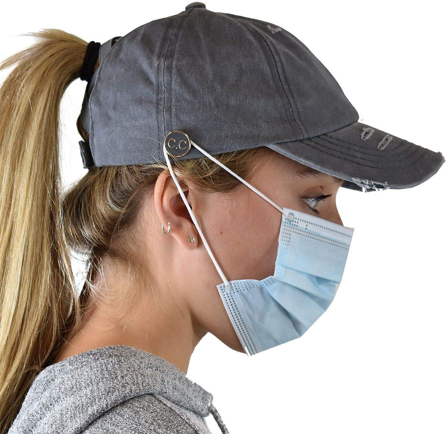 imageCC Ponycap Criss Cross Messy Bun Side Button for Mask Adjustable Baseball CapGray