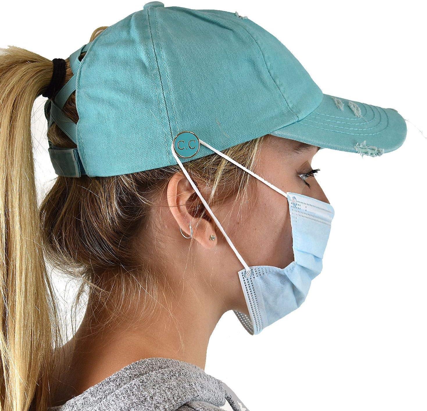 imageCC Ponycap Criss Cross Messy Bun Side Button for Mask Adjustable Baseball CapMint