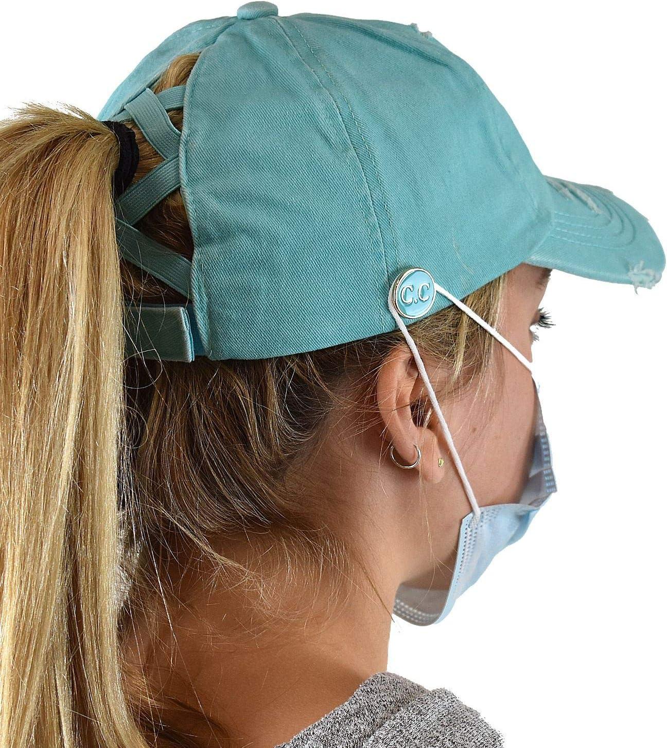 imageCC Ponycap Criss Cross Messy Bun Side Button for Mask Adjustable Baseball CapMint