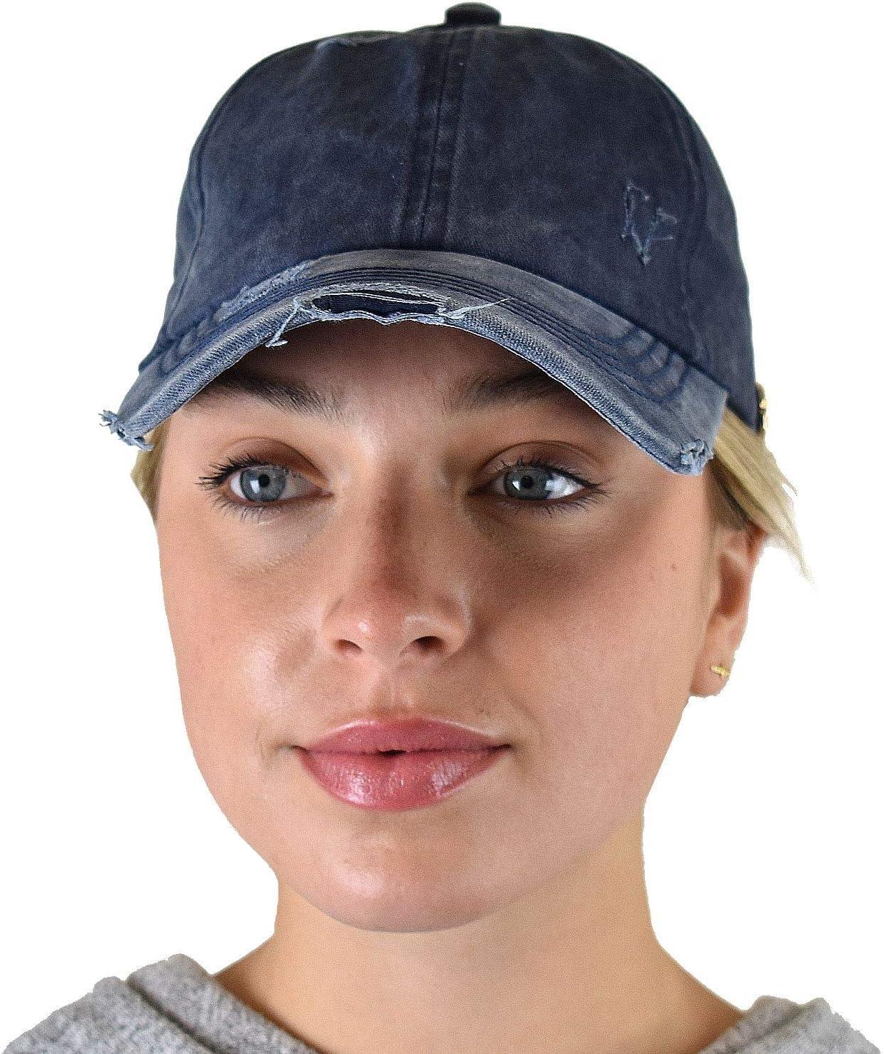 imageCC Ponycap Criss Cross Messy Bun Side Button for Mask Adjustable Baseball CapNavy