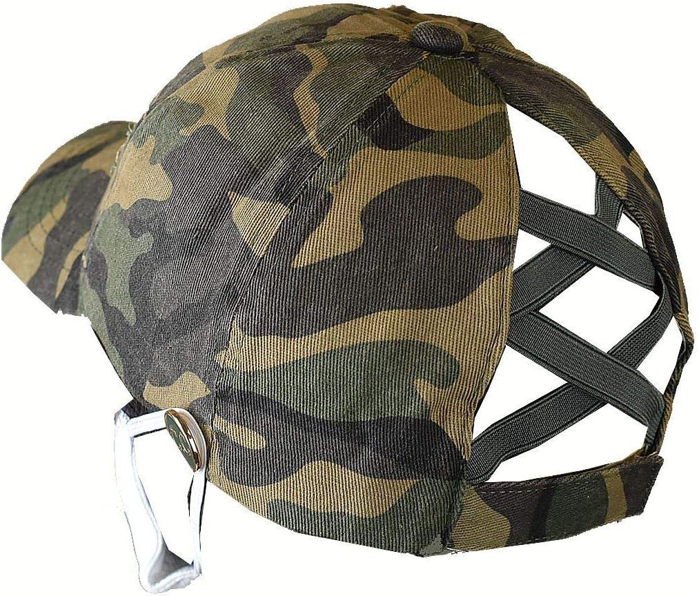 imageCC Ponycap Criss Cross Messy Bun Side Button for Mask Adjustable Baseball CapOlive Camo