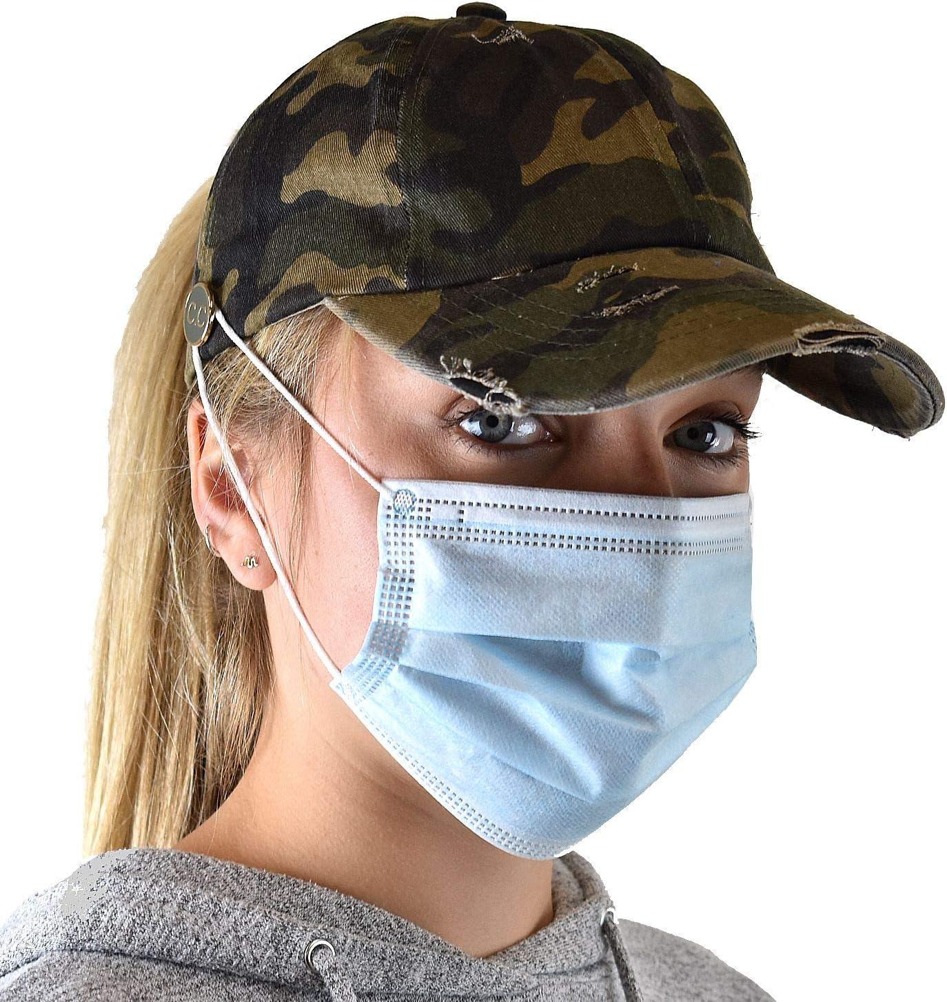 imageCC Ponycap Criss Cross Messy Bun Side Button for Mask Adjustable Baseball CapOlive Camo