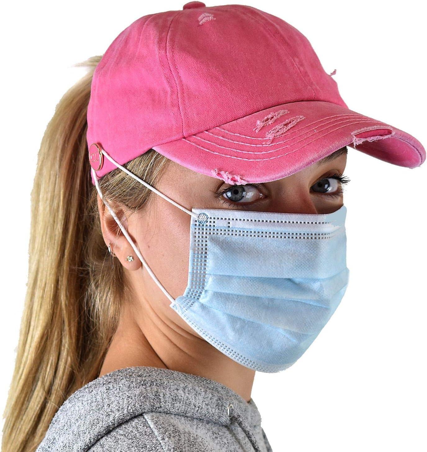 imageCC Ponycap Criss Cross Messy Bun Side Button for Mask Adjustable Baseball CapPink