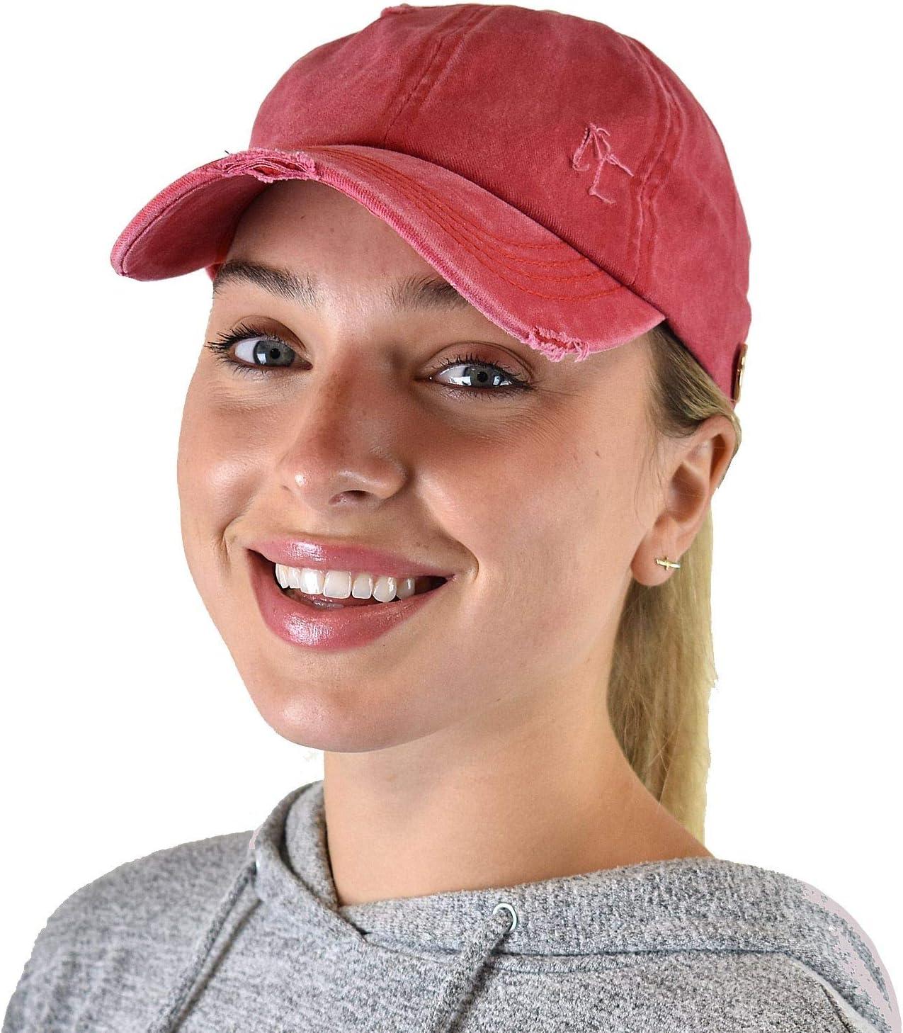 imageCC Ponycap Criss Cross Messy Bun Side Button for Mask Adjustable Baseball CapRed