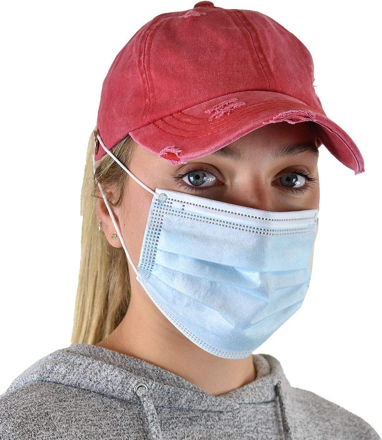 imageCC Ponycap Criss Cross Messy Bun Side Button for Mask Adjustable Baseball CapRed
