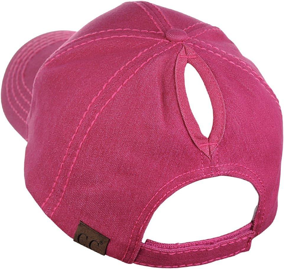 imageCC Ponycap Messy High Bun Ponytail Adjustable Cotton Baseball Cap HatHot Pink