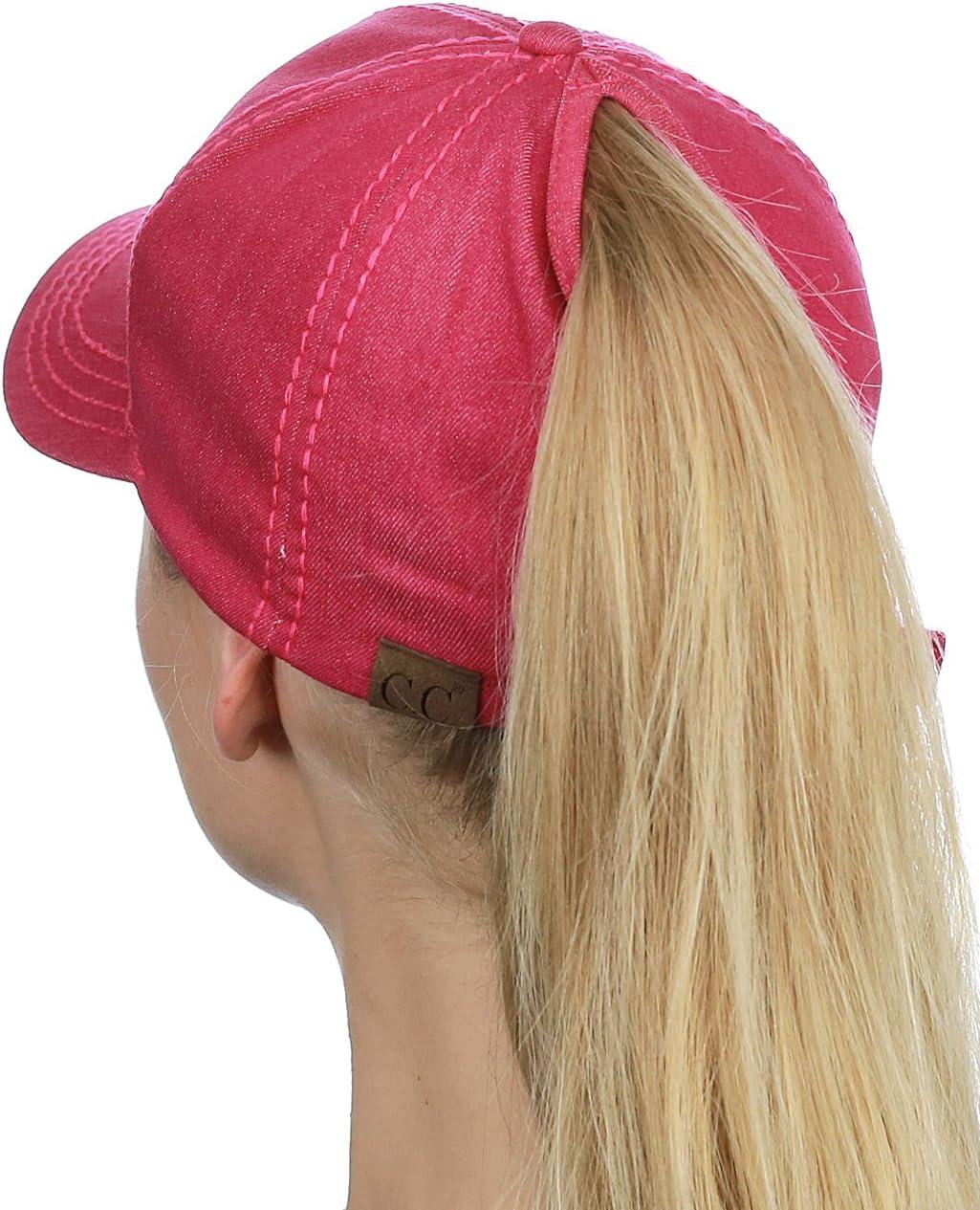 imageCC Ponycap Messy High Bun Ponytail Adjustable Cotton Baseball Cap HatHot Pink