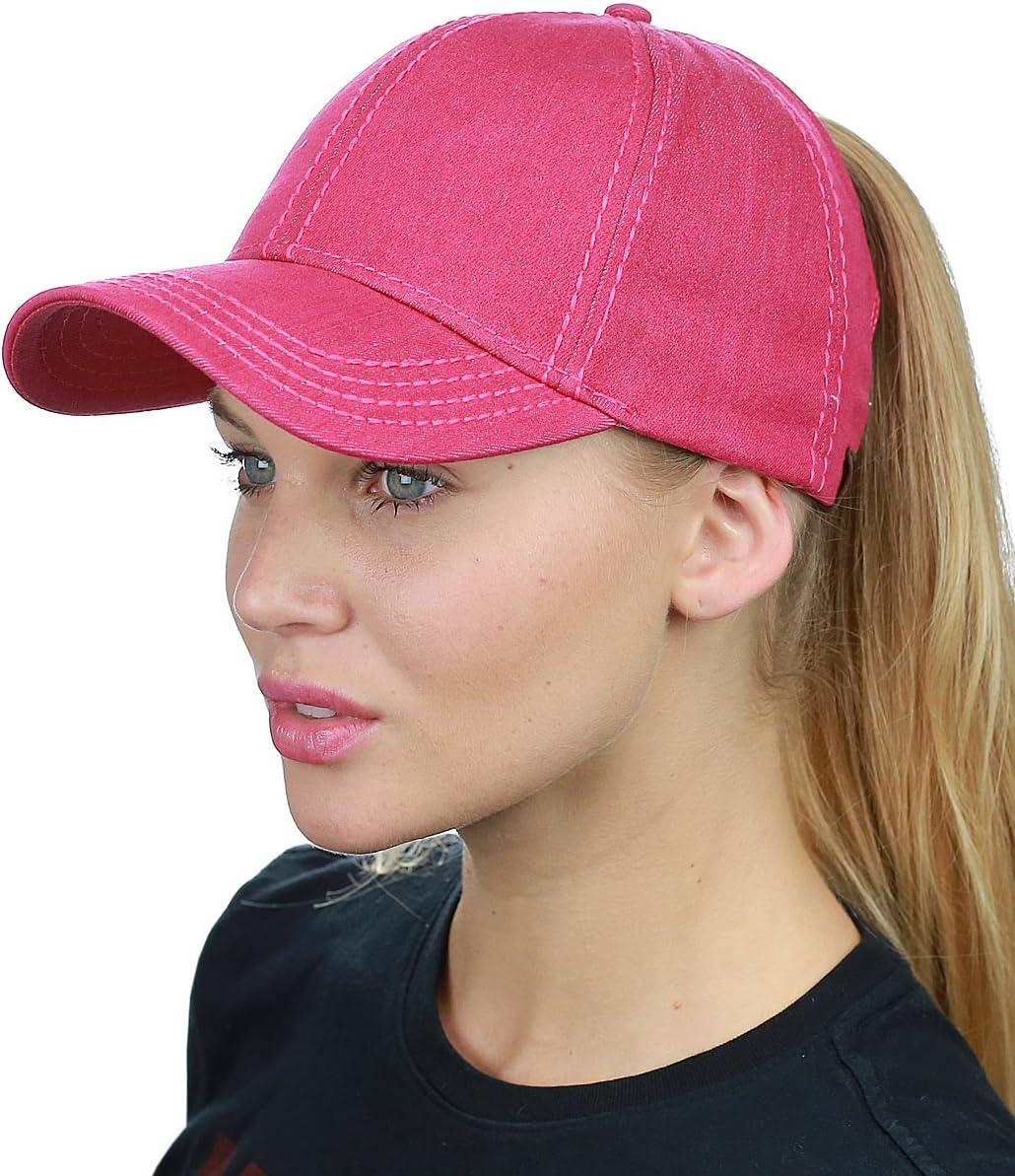 imageCC Ponycap Messy High Bun Ponytail Adjustable Cotton Baseball Cap HatHot Pink