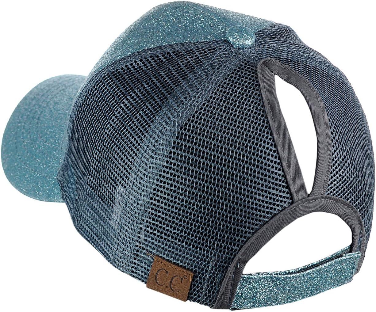 imageCC Ponycap Messy High Bun Ponytail Adjustable Glitter Mesh Trucker Baseball Cap Mint