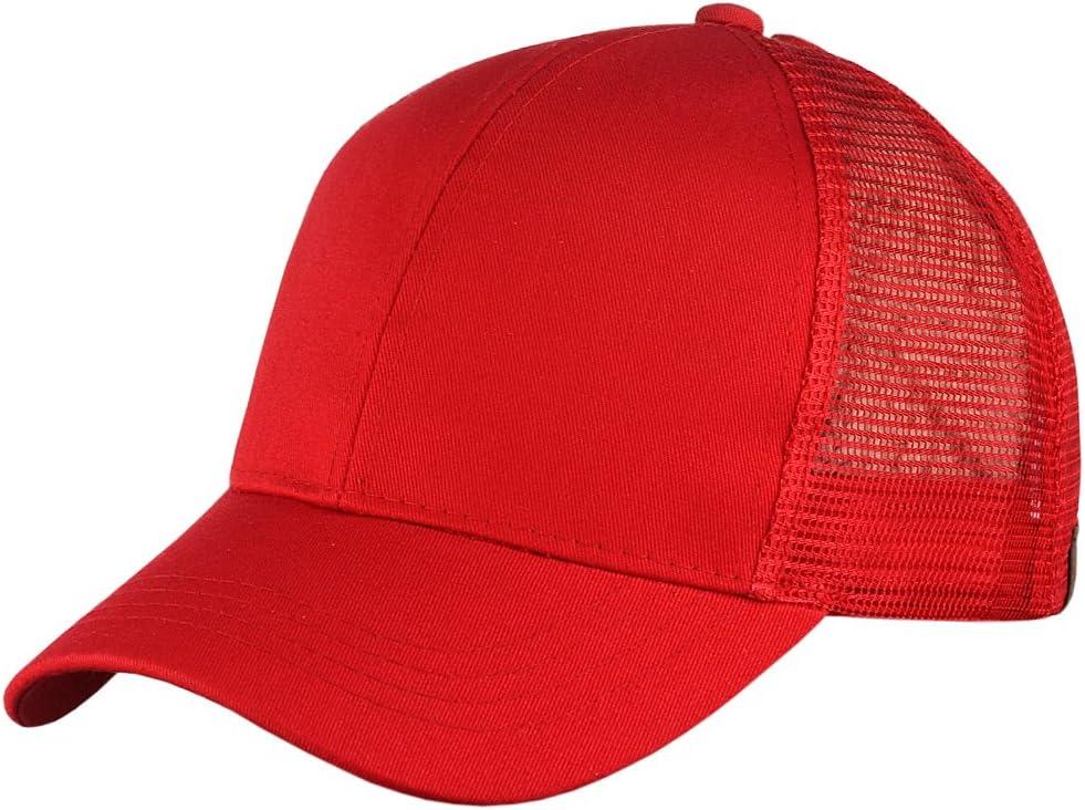 imageCC Ponycap Messy High Bun Ponytail Adjustable Mesh Trucker Baseball Cap Hat Red