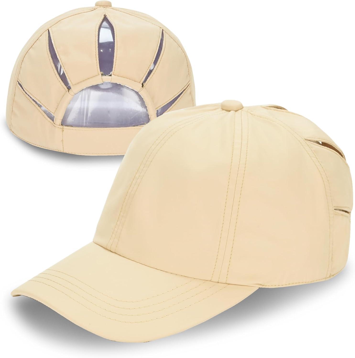 imageCC Ponycap Messy High Bun Ponytail Adjustable Trucker Baseball Cap HatBeige