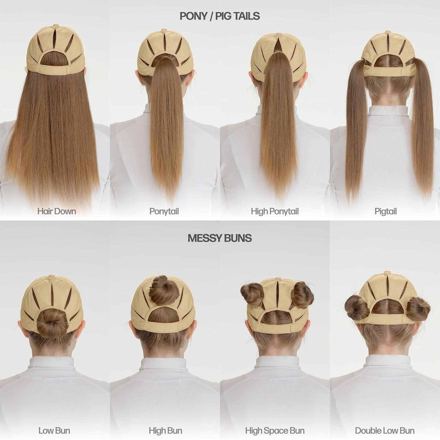 imageCC Ponycap Messy High Bun Ponytail Adjustable Trucker Baseball Cap HatBeige