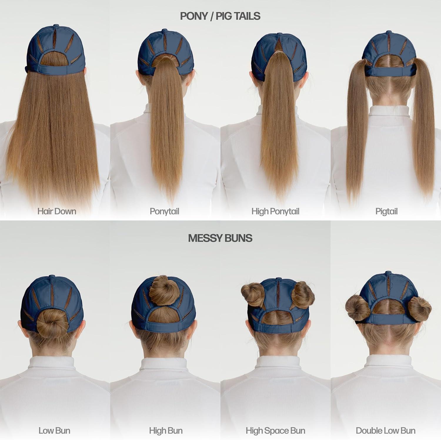 imageCC Ponycap Messy High Bun Ponytail Adjustable Trucker Baseball Cap HatNavy