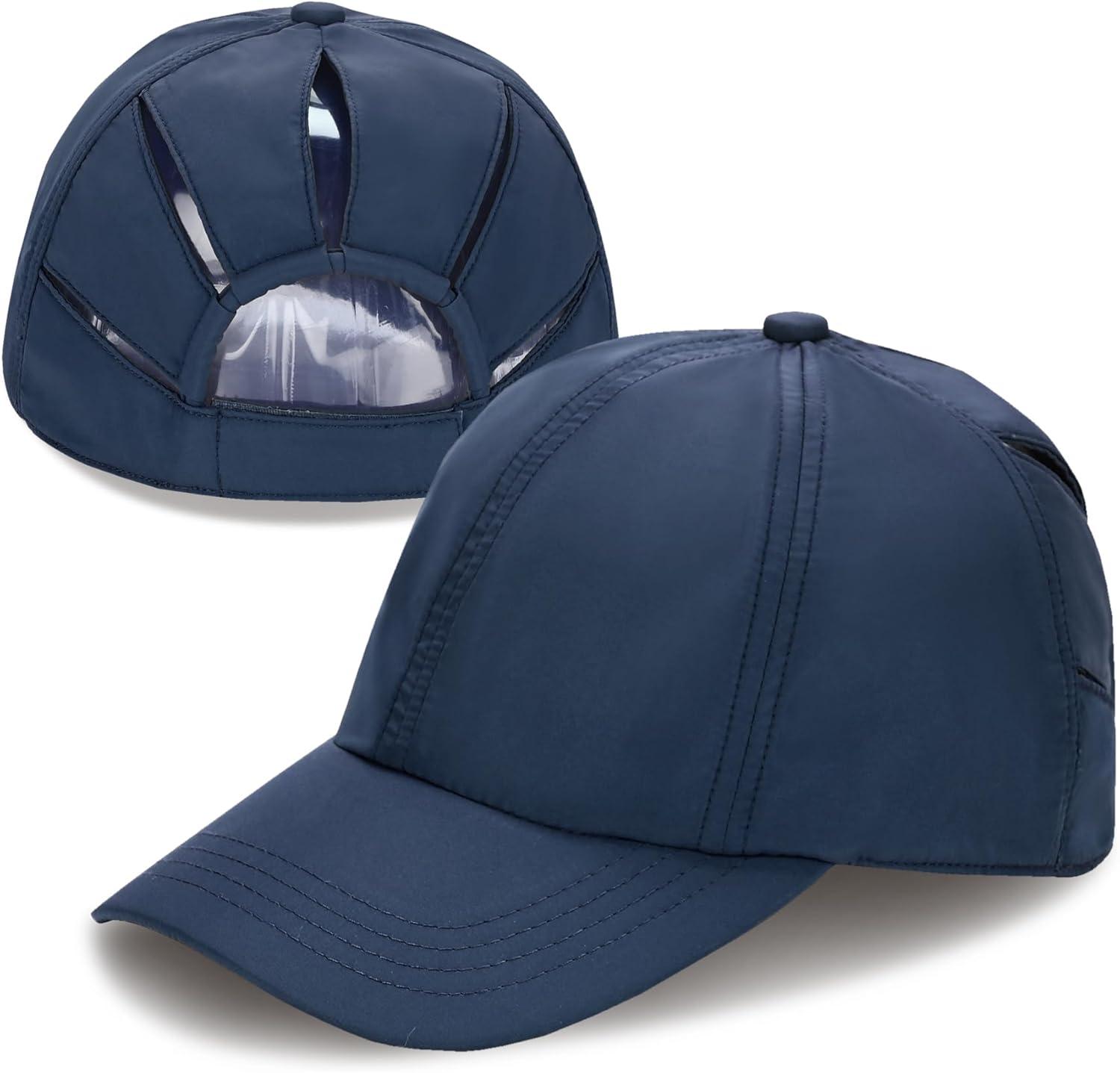 imageCC Ponycap Messy High Bun Ponytail Adjustable Trucker Baseball Cap HatNavy
