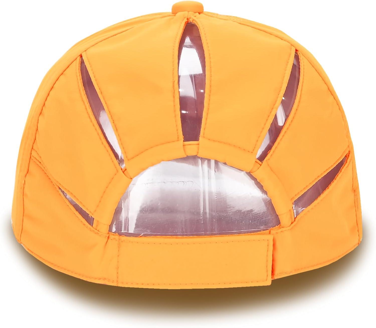 imageCC Ponycap Messy High Bun Ponytail Adjustable Trucker Baseball Cap HatOrange