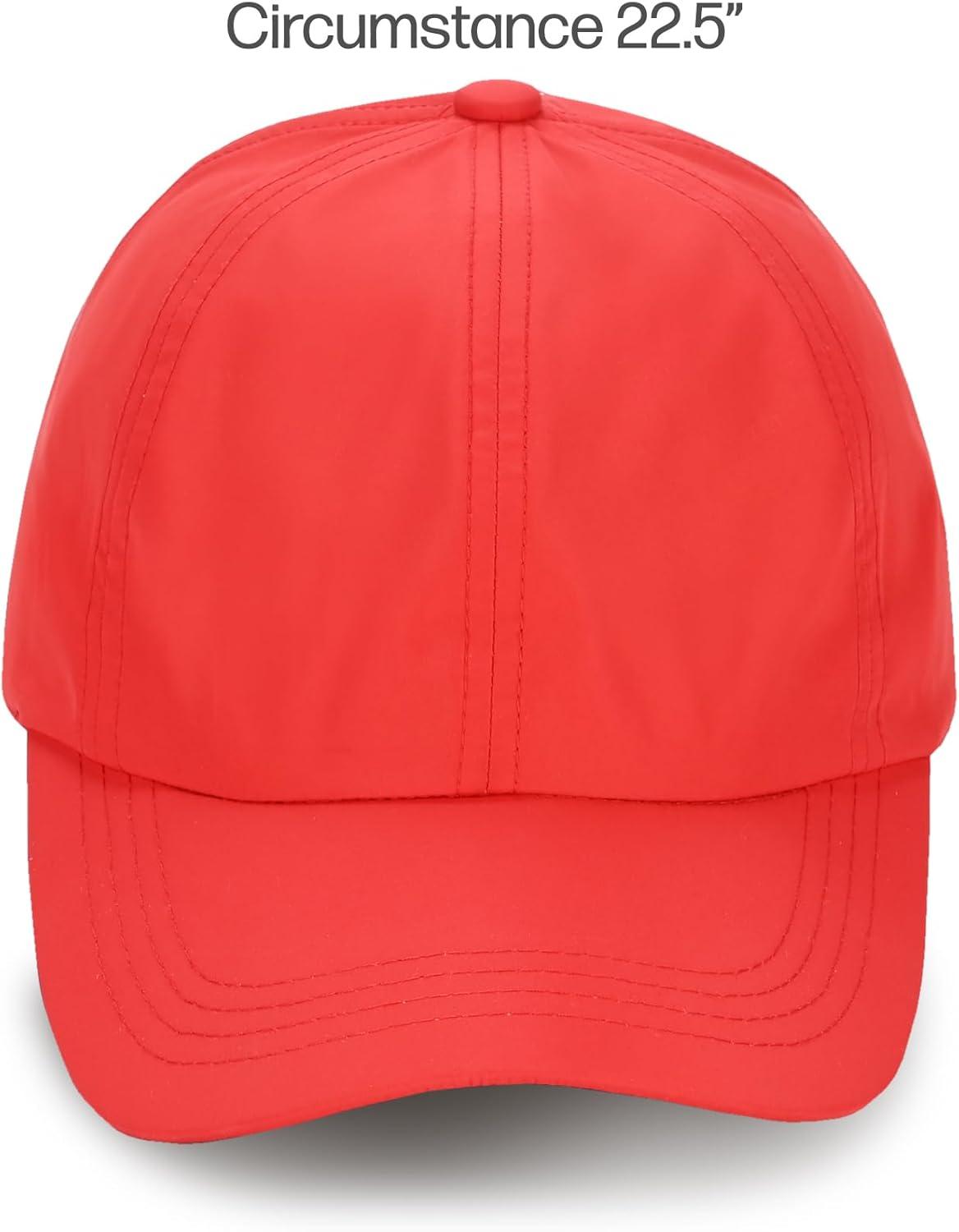 imageCC Ponycap Messy High Bun Ponytail Adjustable Trucker Baseball Cap HatRed